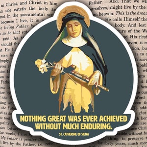 Catholic Sticker Saint Catherine of Siena Vinyl Decal for Water Bottle Pop Art Catholic Gift for Mom Gift for Sister Religious Sticker Girl