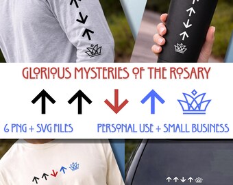 Catholic Rosary Graphic for Sublimation Catholic Design Minimalist Faith Art for Teen Rosary Pattern for Shirt Glorious Mystery Symbol PNG