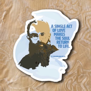 Katholieke sticker Saint Maximilian Kolbe Vinylsticker voor waterfles Pop Art Sticker voor autoraamsticker voor laptop Cadeau voor katholieke mannen