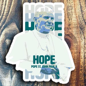 Catholic Sticker Saint John Paul II Vinyl Decal for Prayer Journal Pop Art Catholic Pope JPII Gift for Son Virtue Hope Theology of the Body