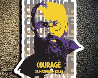 Saint Maximilian Kolbe Sticker Catholic Pop Art Vinyl Decal for Teen Virtue Courage Gift for Friend Encouragement Sticker for Young Adult