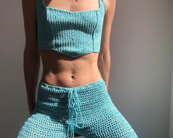 Corset, crochet corset, short corset, blue corset, crochet top, short crochet corset