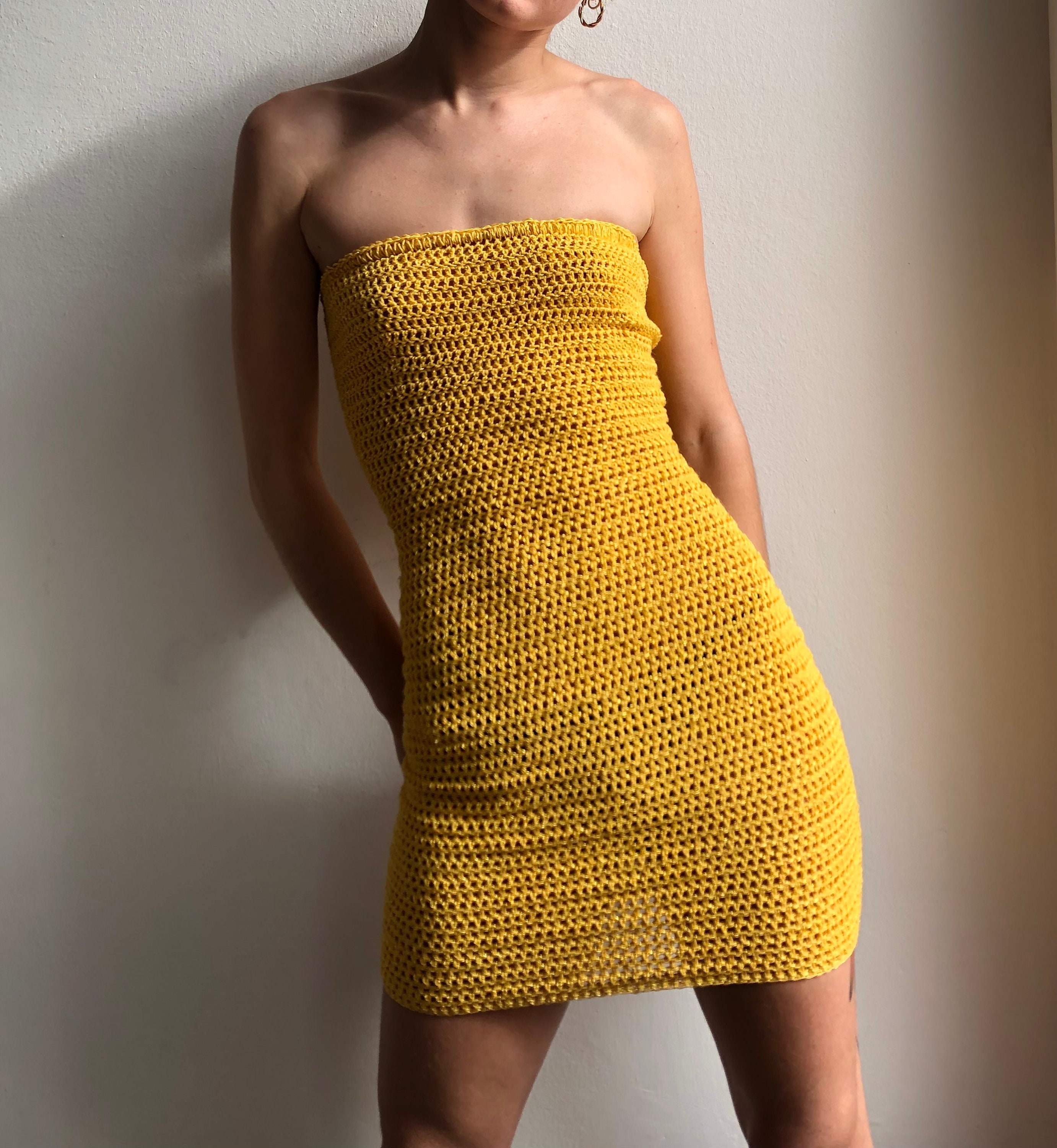 Mustard yellow tube dress hot sale