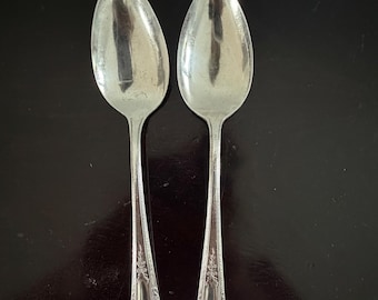 Cucharas soperas Oneida Silverplate, modelo Caroline, 1933, juego de 2, Puritan Silver Co. Vintage