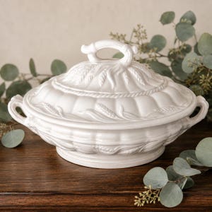 Ironstone Covered Tureen Elsmore & Forster Ceres Wheat Pattern 1850s Antique