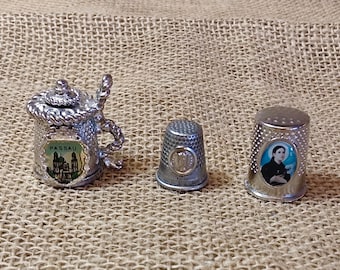 Collection of 3 mid-century thimbles