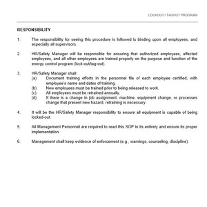 Lock Out Tag Out OSHA Safety Program and Handout - Etsy