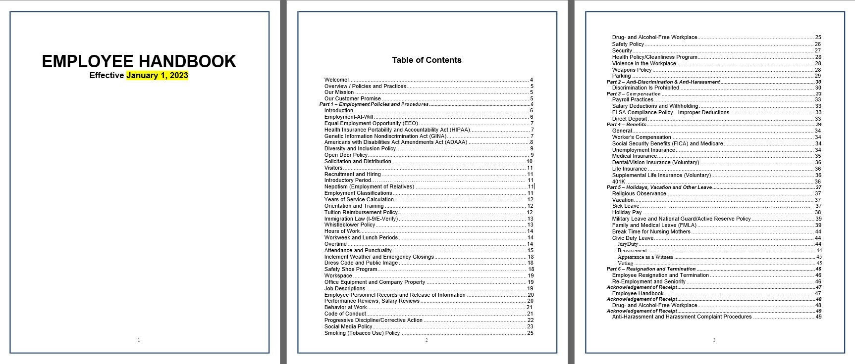 Employee Handbook Template - Etsy