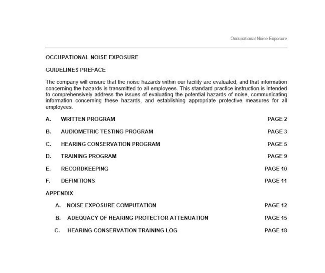 Hearing Conservation Osha Safety Program Etsy