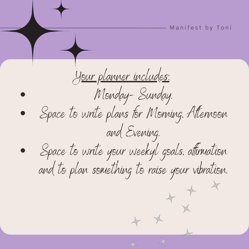Manefesting Goals Weekly Manifesting Goals Digital Planner. Instant Download and Print ...