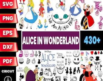 Alice in Wonderland SVG Bundle, Clipart, Cricut Cut Files (Digital Download)