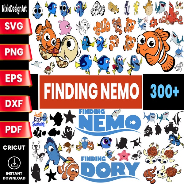 Nemo en couches SVG, Nemo PNG, Dory SVG, clipart Finding Nemo pour cricut, téléchargement numérique instantané, lot svg
