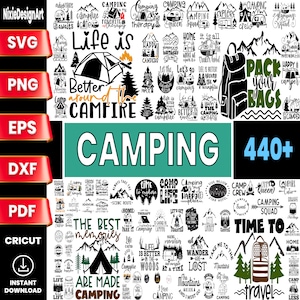 Camping SVG Bundle, Camping Life svg, Camping sudadera con capucha SVG, Camping Shirt svg, Happy Camper svg, Cortar archivos para Cricut, Senderismo svg, Silueta