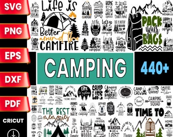 Camping SVG Bundle, Hiking, Happy Camper, Cricut Cut Files (Digital Download)