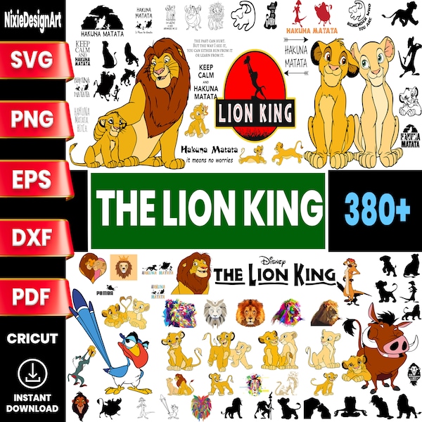 Digital Lion King Clipart,Lion King PNG, SVG Digital Download, 380 High Qualitiy Files, Amazaingly cute Simba and Pumbaa Printbale images