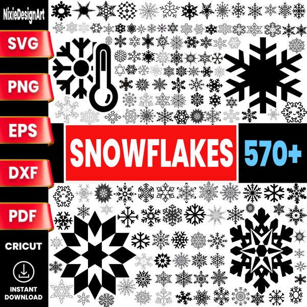 Snowflake 570+ Files Svg Bundle, Flake Winter SVG, Christmass SVG, Winter SVG, Christmas Snowflake Svg, Silhouette, Cricut