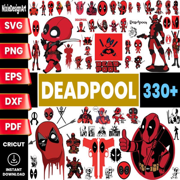 Deadpool Svg Bundle, Deadpool Png, Superhero Svg, Baby Dead Svg, Deadpool Cricut, Silhouette, Clipart, Digital Vector, Instant Download