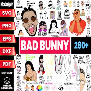 Paquete SVG en capas, El Conejo Malo svg, Bunny svg, Descarga instantánea, YHLQMDLG svg, Cartoon Bunny svg, Archivo de corte Bad bunny, Descarga digital