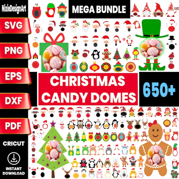 Christmas Candy Dome SVG Mega Bundle, Candy Ornaments SVG, Chocalate holder svg, Candy dome Svg, Candy Ornaments SVG, Christmas candy holder