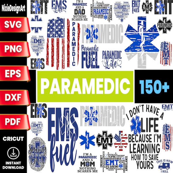 Paramedic SVG Bundle, Star of Life Symbol EMS svg,eps, dxf, png, pdf, Paramedic, EMS, Sihouette, Cricut, Cut File