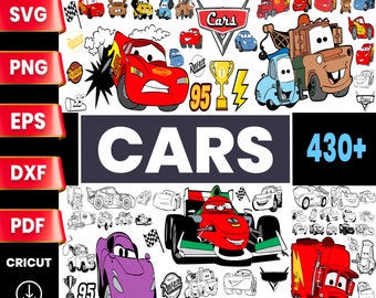 Cars Movie SVG Bundle, Layered Design, Cricut (png, dxf, eps, pdf) (430+ Files)