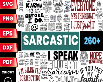 Sarcastic Quotes SVG Bundle, Funny Sarcasm Designs (pdf, svg, png, dxf, eps)