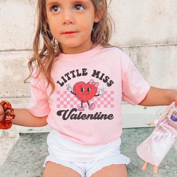 Little Miss Valentines Shirt-Valentines Day Shirt-Valentines Day gift-Grunge Valentines Tee-Girls Valentine Shirt-Cute Kids Valentines Shirt