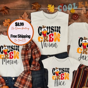 Thanksgiving Matching Shirts-Personalized Thanksgiving Cousin Crew Shirt-Retro Cousin Crew Shirt-Groovy Cousin Crew T-Shirt-Retro Kids Shirt