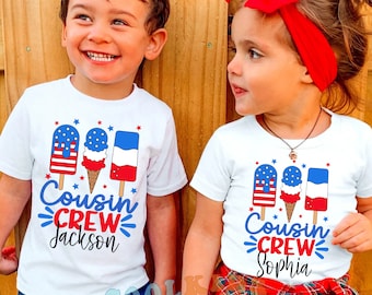 Personalized Cousin Crew Shirt-4th of July cousin crew Shirt-4th of July Shirt-Independence Day Shirt-Kids 4th of July Shirt-Red Blue White