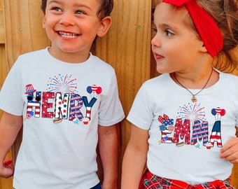Personalized Fourth of July Kids Shirt -4th of July Kids Shirt-Patriotic Name Toddler Shirt -Custom Name Baby Bodysuit-Custom Name July 4th