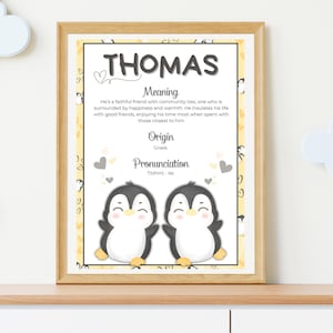 Personalized name painting with Thomas' meaning, Birth poster for Thomas, personalized newborn gift, baby poster