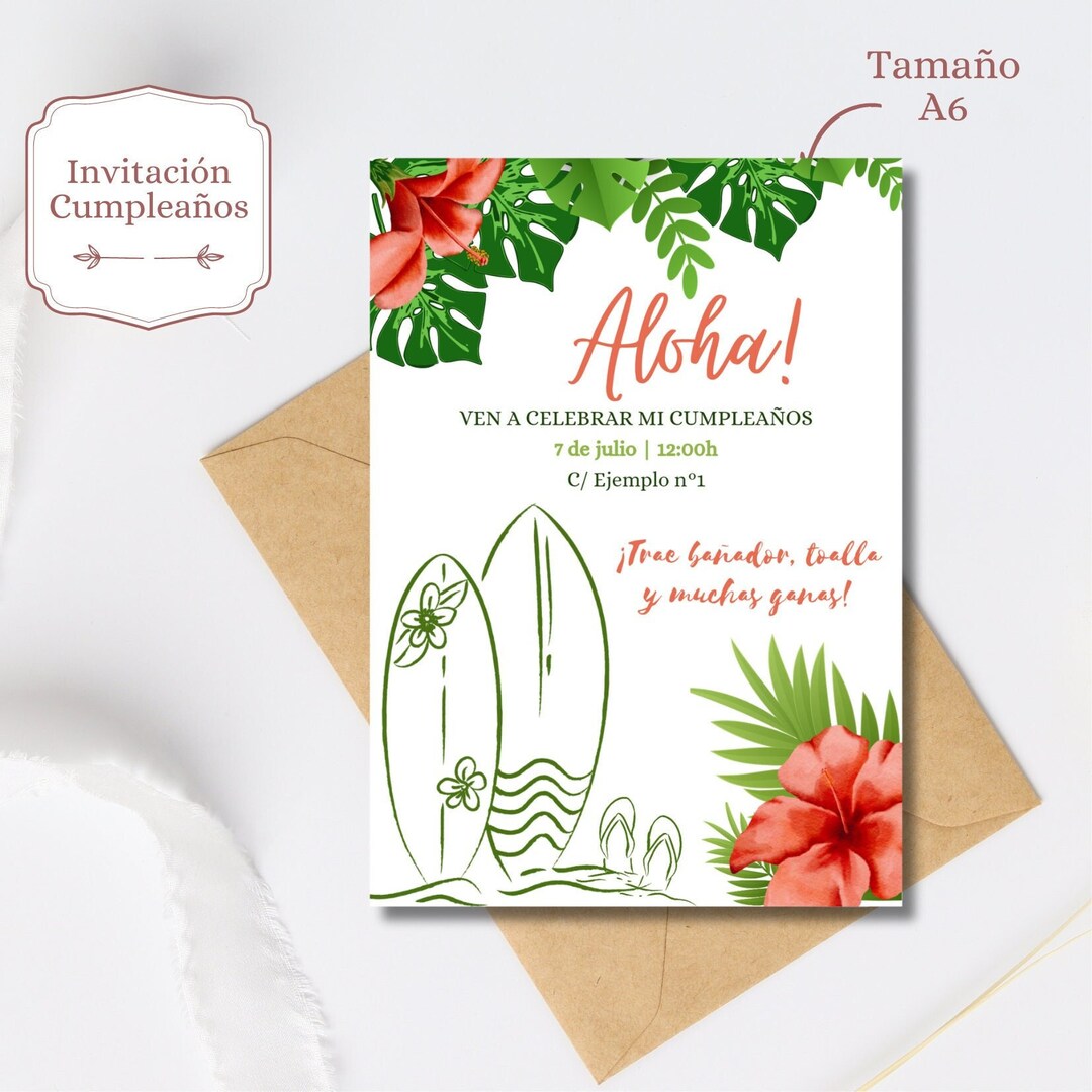 Hawaiian Birthday Invitation Hawaiian Canva Party Invitation - Etsy