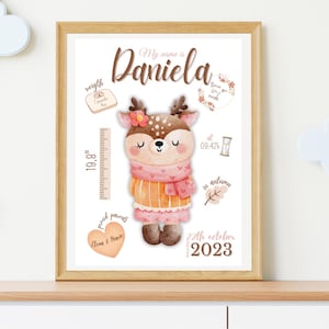 Canva template for a birth poster, a birth poster for babies born in autumn, a birth poster with animals, a newborn gift