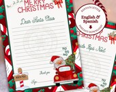 Plantilla personalizable de carta navideña a Santa Claus color rojo editable con Canva, carta Navidad Papá Noel español digital e impresión