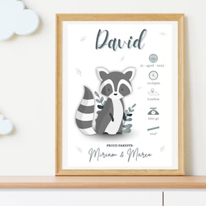 EDITABLE plantilla de natalicio de animalitos para regalo de recién nacido, lámina de nacimiento para anuncio de bebé, decoración para bebé