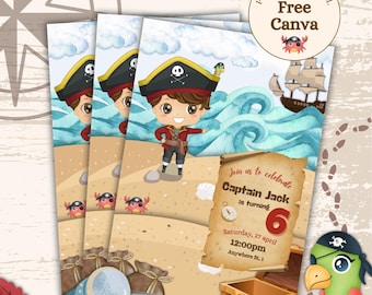 Pirate Invitation Instant Download, Pirate Birthday Invitation, Treasure Map, Editable Pirate Ship Birthday Invitation