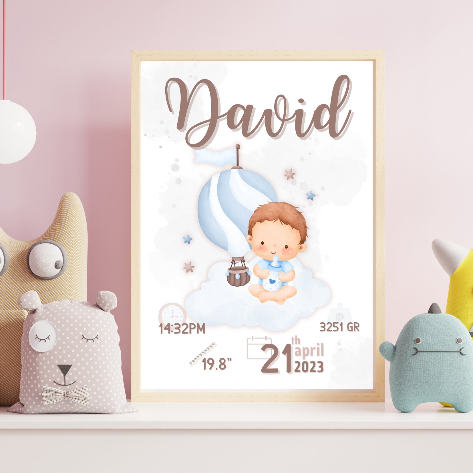 Plantilla de natalicio editable para regalo de niño recién nacido ...