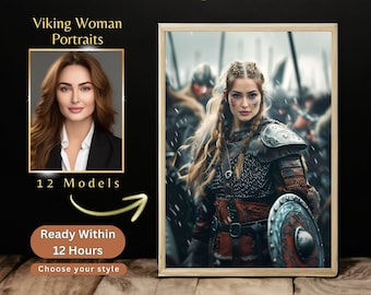 Viking vrouw portret van foto, Renaissance portret, Viking geschenken, Ragnar en Lagertha, cadeau voor vriend, beste cadeau voor haar, grappige cadeaus