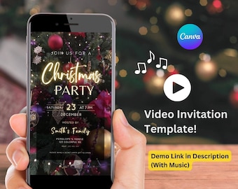 Video Christmas Party Invitation, Christmas Dinner Invite, Christmas Party video template, Holiday Party Invitation Christmas Party template