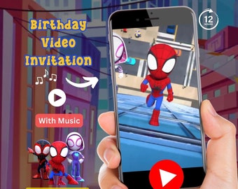 Spiderman Birthday Video Invitation, Spiderman Birthday Invitation, Spidey and His Amazing Friends, Kids birthday video Party Invitation