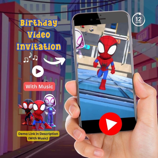 Spiderman Birthday Video Invitation, Spiderman Birthday Invitation, Spidey and His Amazing Friends, Kids birthday video Party Invitation