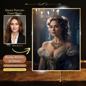 Royal Queen Portrait from Photo, Renaissance Portrait, Historical Portrait, Royal Portrait, Digital download, Best gift for her, funny gifts