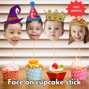 Personalized Face Cupcake Toppers, Custom Birthday Party Cupcake Toppers, Cake Muffin Topper, Party Decoration, Donut Cake Topper, Printable