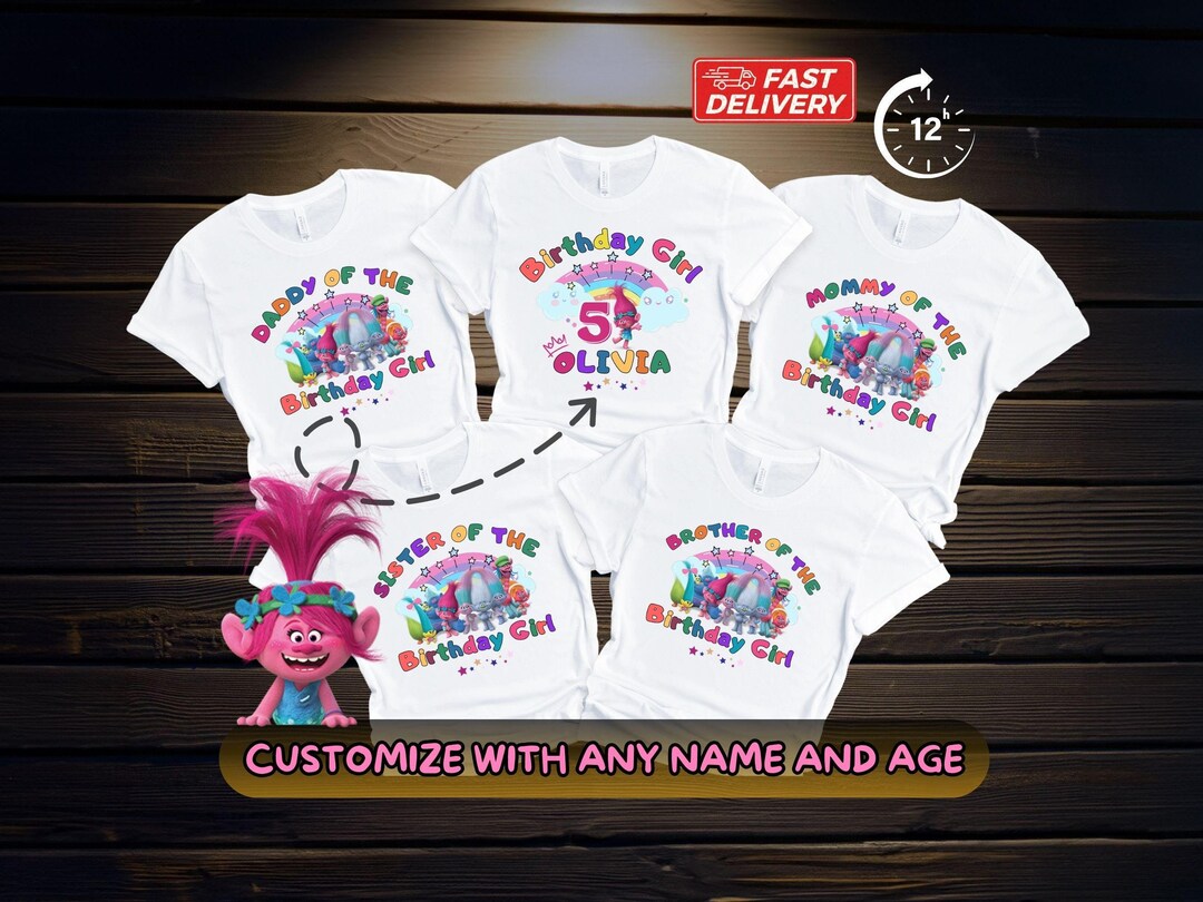 Trolls Birthday Shirts, Trolls Poppy Birthday Outfit, Family Matching ...