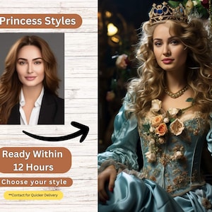 Royal Princess Portrait from Photo, Renaissance Portrait, Historical Portrait, Queen Portrait, Digital download, Best gift for her