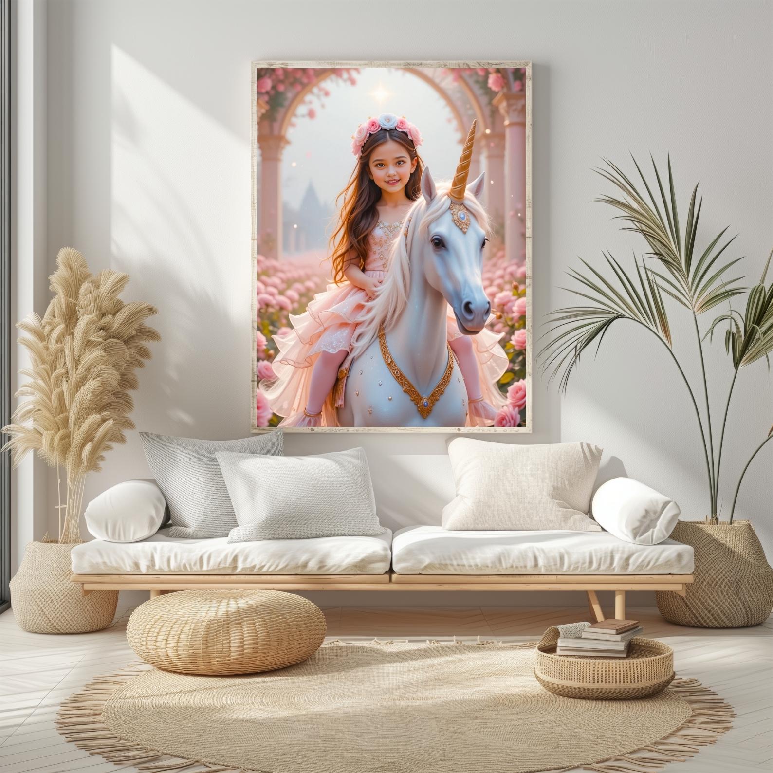Personalized Princess Portrait With Unicorn, Custom Fantasy Art ...