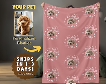 Custom Dog Blankets For dog lovers, with Pet Photo and Name, Dog Portrait art, Custom Pet Blanket, Cat Picture Blanket, Dog Lovers Gifts
