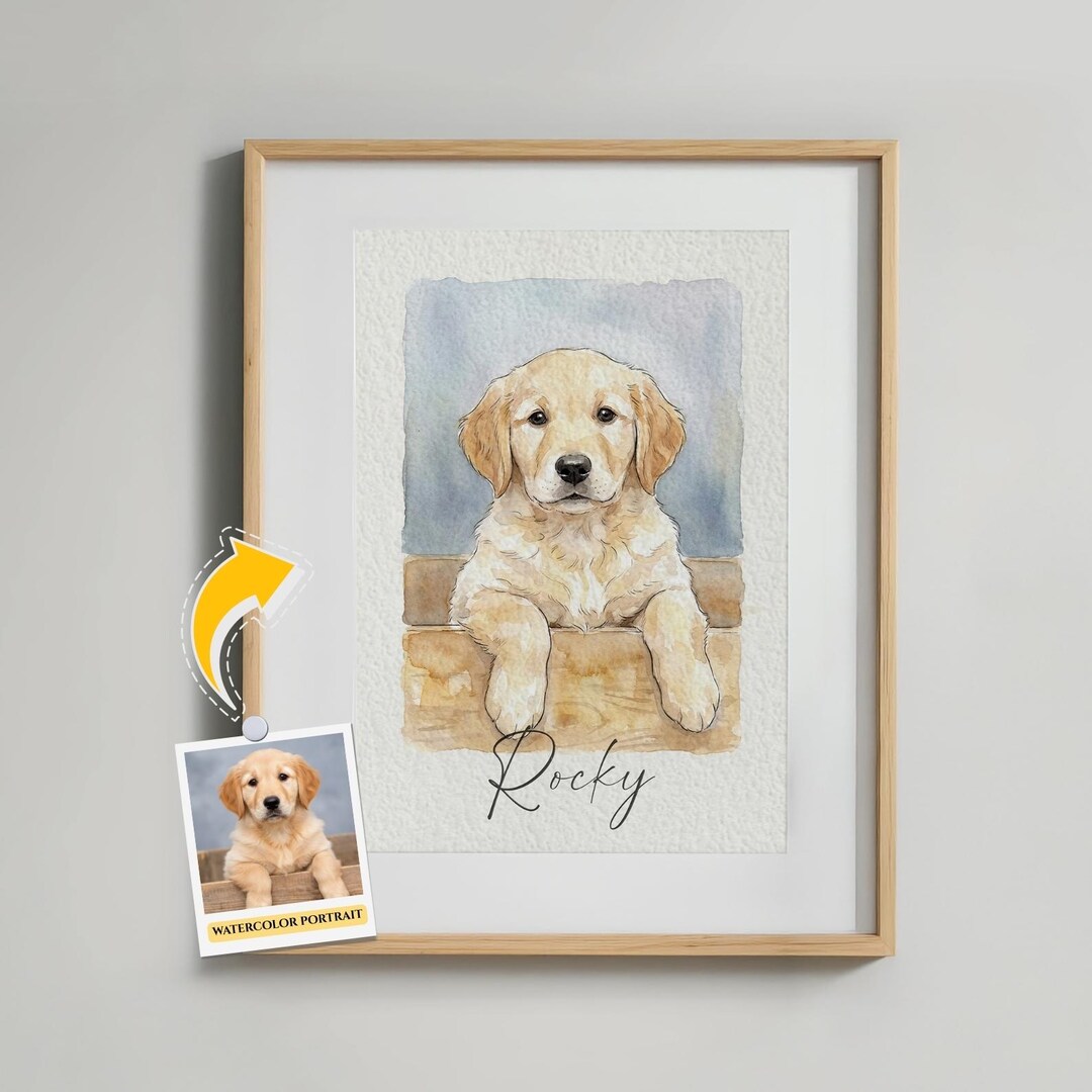 Custom Watercolor Dog Portrait From Photo, Hand-painted Pet Portrait ...