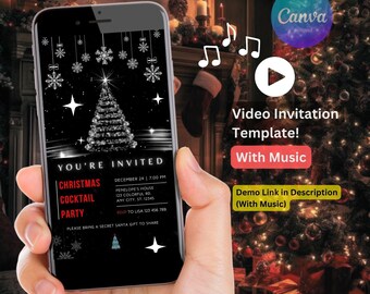 Video Christmas Party Invitation, Christmas Dinner Invite, Christmas Party video template, Holiday Party Invitation Christmas Party template