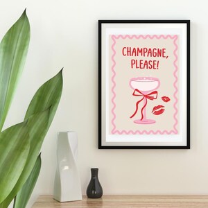 Champagne Please Wall Art, Drink Wall Art, Modern Home Champagne Wall Decor, Bar Wall Art, Champagne Lover Gift Aesthetic